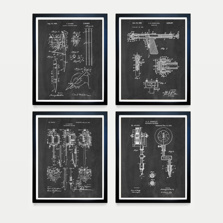 Tattoo Patent Collection // 4 Print Set // Chalkboard (8"W x 10"H)