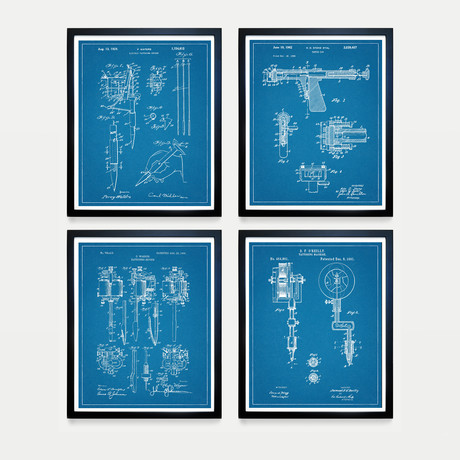 Tattoo Patent Collection // 4 Print Set // Blueprint (8"W x 10"H)