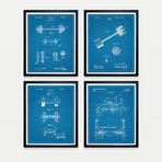 Weightlifting Patent Collection // 4 Print Set // Blueprint (8"W x 10"H)