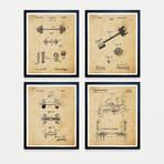 Weightlifting Patent Collection // 4 Print Set // Antique Paper (8"W x 10"H)