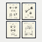 Weightlifting Patent Collection // 4 Print Set // Warm Toned (8"W x 10"H)