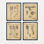 Tattoo Patent Collection // 4 Print Set // Antique Paper (8"W x 10"H)