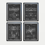 Wright Brothers Patent Collection // 4 Print Set // Chalkboard (8"W x 10"H)