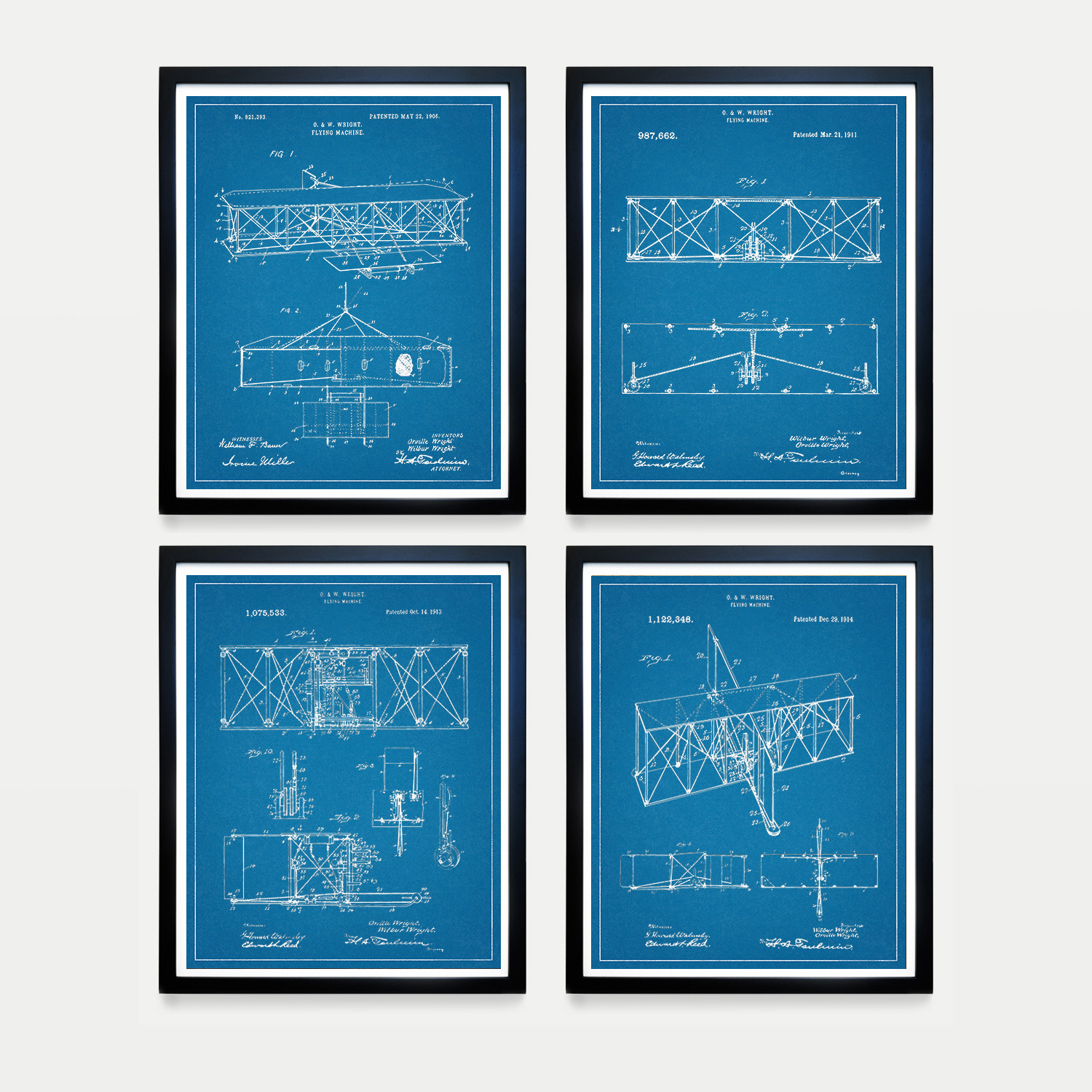 Wright Brothers Patent Collection 4 Print Set Blueprint 8 W X 10 H Wunderkammer Touch Of Modern