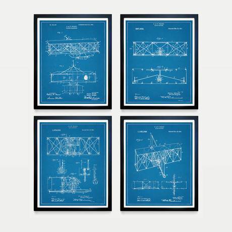 Wright Brothers Patent Collection // 4 Print Set // Blueprint (8"W x 10"H)