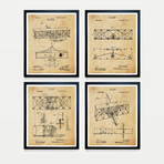 Wright Brothers Patent Collection // 4 Print Set // Antique Paper (8"W x 10"H)