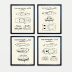 Corvette Patent Collection // 4 Print Set // Warm Toned (8"W x 10"H)