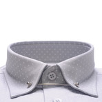 Pin Collar Shirt // Grey Polkadot (US: 17R)