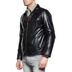 Zip-Up Stand Collar Reversible Jacket // Black (XL)
