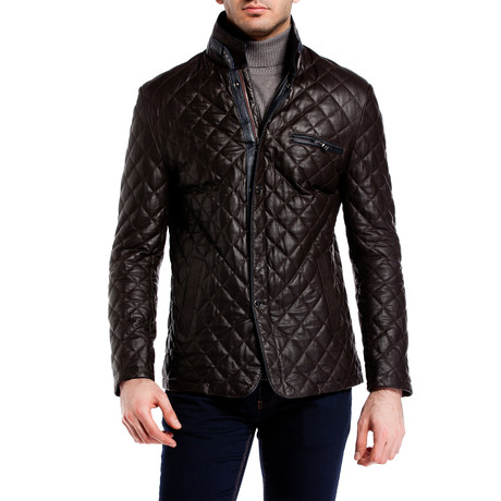 Quilted Snap Button Jacket // Brown (S)