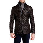 Quilted Snap Button Jacket // Brown (3XL)