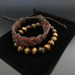 Tiger Eye + Leather // 2 Pack