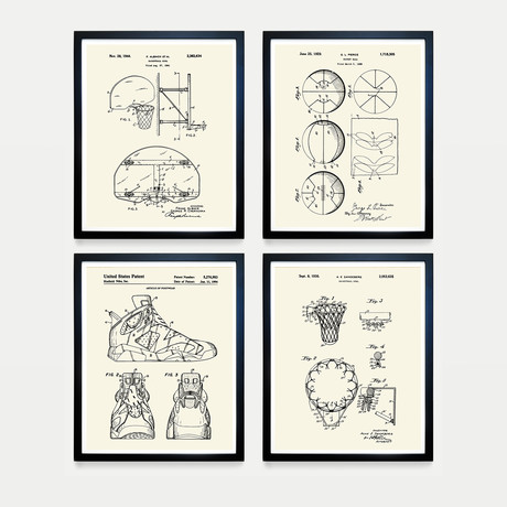 Basketball Patent Collection // 4 Print Set // Warm Toned (8"W x 10"H)