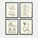 Basketball Patent Collection // 4 Print Set // Warm Toned (8"W x 10"H)