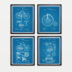 Bicycles Patent Collection // 4 Print Set // Blueprint (8"W x 10"H)