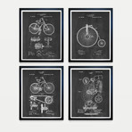 Bicycles Patent Collection // 4 Print Set // Chalkboard (8"W x 10"H)