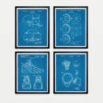 Basketball Patent Collection // 4 Print Set // Blueprint (8"W x 10"H)