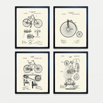 Bicycles Patent Collection // 4 Print Set // Warm Toned (8"W x 10"H)