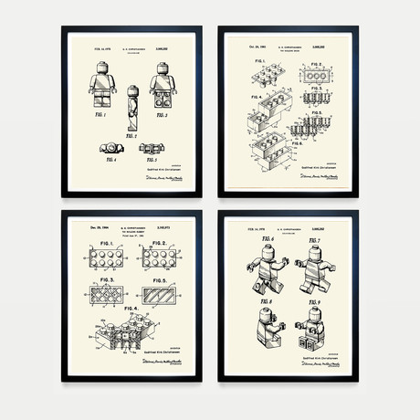 LEGO Patent Collection // 4 Print Set // Warm Toned (8"W x 10"H)