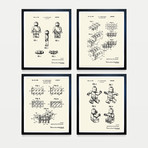 LEGO Patent Collection // 4 Print Set // Warm Toned (8"W x 10"H)