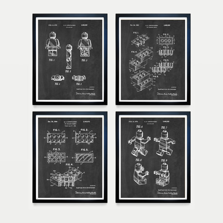 LEGO Patent Collection // 4 Print Set // Chalkboard (8"W x 10"H)