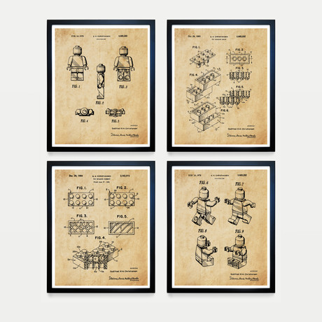 LEGO Patent Collection // 4 Print Set // Antique Paper (8"W x 10"H)