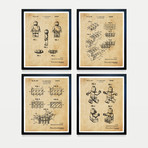 LEGO Patent Collection // 4 Print Set // Antique Paper (8"W x 10"H)