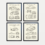Porsche Patent Collection // 4 Print Set // Warm Toned (8"W x 10"H)