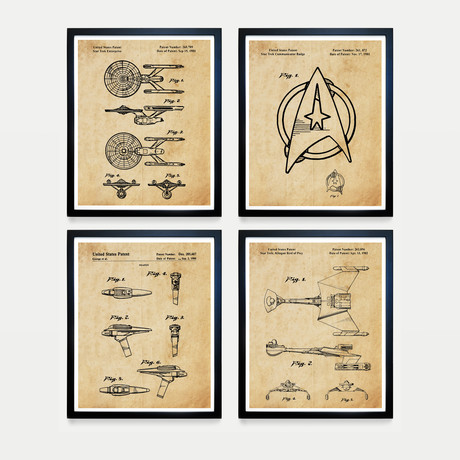 Star Trek Patent Collection // 4 Print Set // Antique Paper (8"W x 10"H)