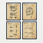 Star Trek Patent Collection // 4 Print Set // Antique Paper (8"W x 10"H)
