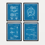 Star Trek Patent Collection // 4 Print Set // Blueprint (8"W x 10"H)