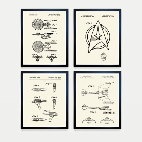 Star Trek Patent Collection // 4 Print Set // Warm Toned (8"W x 10"H)