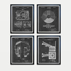 Stereo Records Patent Collection // 4 Print Set // Chalkboard (8"W x 10"H)