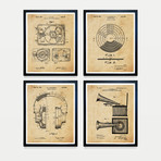 Stereo Records Patent Collection // 4 Print Set // Antique Paper (8"W x 10"H)