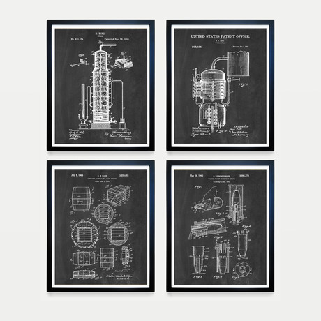 Whiskey Patent Collection // 4 Print Set // Chalkboard (8"W x 10"H)