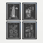 Whiskey Patent Collection // 4 Print Set // Chalkboard (8"W x 10"H)