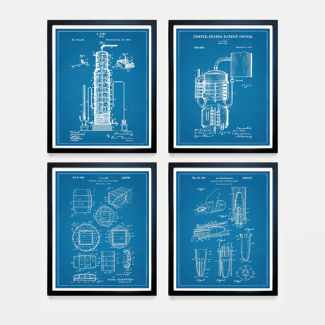 Whiskey Patent Collection // 4 Print Set // Blueprint (8"W x 10"H)