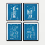 Whiskey Patent Collection // 4 Print Set // Blueprint (8"W x 10"H)