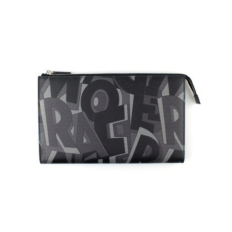 Printed Calfskin Pouch // Black + Grey // Large