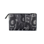 Printed Calfskin Pouch // Black + Grey // Large