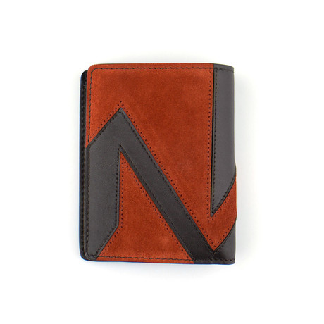 Zigzag Calfskin + Suede Patchwork Breast Pocket Wallet