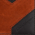 Zigzag Calfskin + Suede Patchwork Breast Pocket Wallet