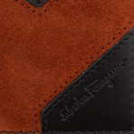 Zigzag Calfskin + Suede Patchwork Bi-Fold Wallet