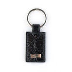 Croc-Embossed Leather Keyring // Black