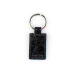 Croc-Embossed Leather Keyring // Black
