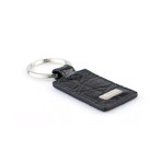 Croc-Embossed Leather Keyring // Black