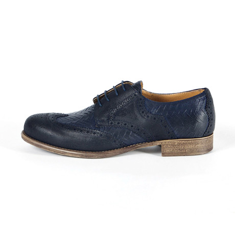 San Gregorio Printed Suede Derby // Blue (Euro: 39)