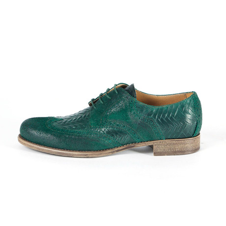 San Gregorio Printed Suede Derby // Green (Euro: 39)