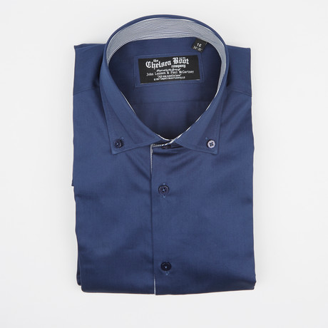 Button-Down Collar Shirt // Solid Navy Blue (US: 15R)