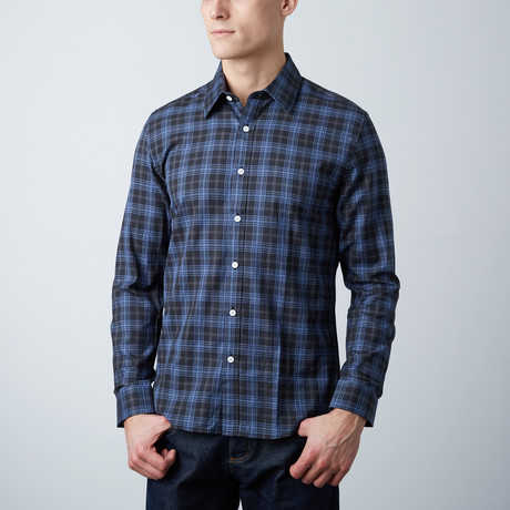 Thompson Slim Shirt // Black + Blue Plaid (XS)